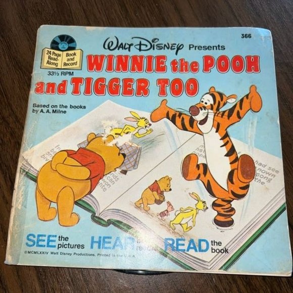 Vintage Walt Disney Winnie the Pooh and Tigger Too Book & Record - Picture 1 of 8